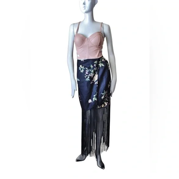 Marc Jacobs 90s vintage fringe floral silk wrap skirt